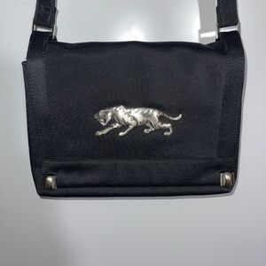 Marlo tiger‎ black canvas purse with magnetic closure